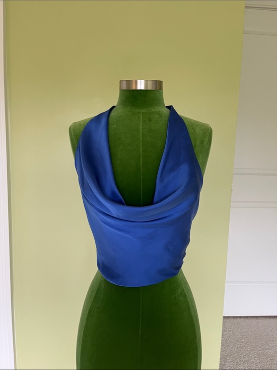 Zara Tops - Zara Royal Blue Cowl Neck Crop Top